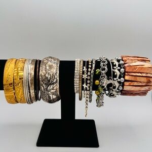 20 Piece Bracelet Lot | Vintage to Modern | Statement, Bangles, Charm Mix